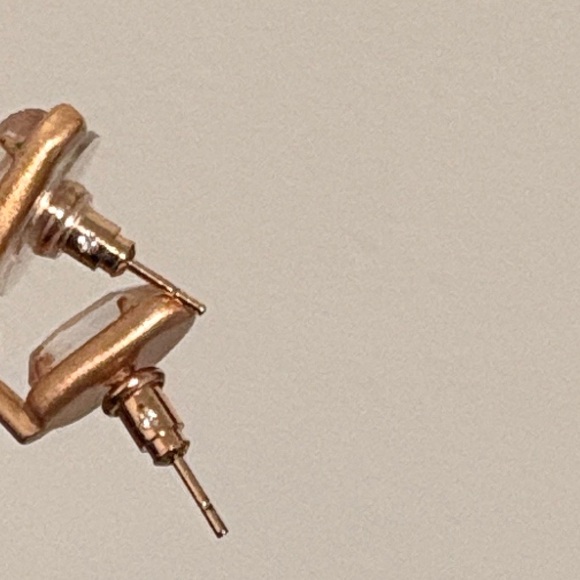 EUC [Kendra Scott] Small Pepper Blush Wood Stone Rose Gold Hoop Earrings - Picture 13 of 13